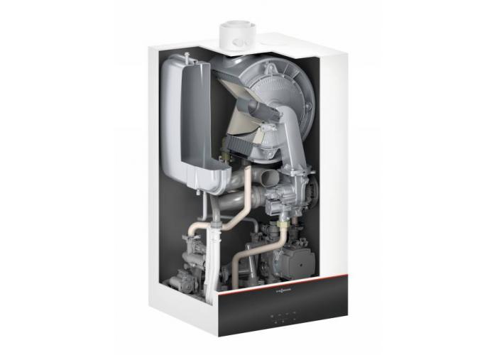 Пакетное предложение Vitodens 100-W тип B1HF 32 кВт с бивалентным бойлером Vitocell 100-W CVBB 300 л, датчиком температуры водонагревателя и дымоходом
