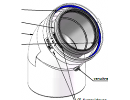Пластиковое колено дымохода LAS (труба в трубе) 110/150 45°, 2 шт