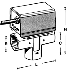 3-ходовой переключающий клапан с электроприводом R1 (внутренняя резьба).